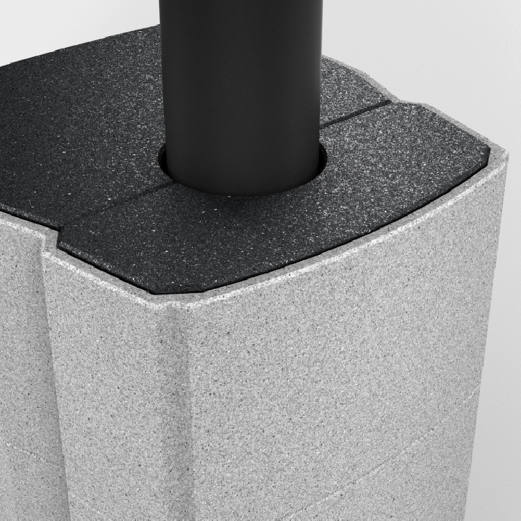 Le conduit de fumée du T-LINE peut être raccordé aussi bien en haut ...