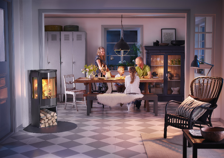 Contura 556 noir - Porte vitrée, plateau en fonte