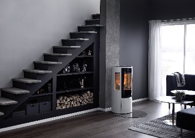 Contura 556 weiß - Glastür, Glaseinlegeboden