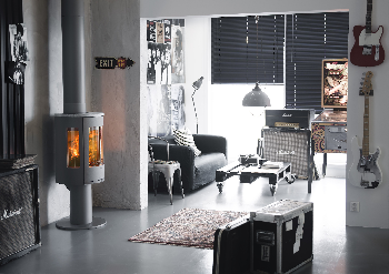 Contura 586 gris - Porte en fonte, plateau pierre ollaire