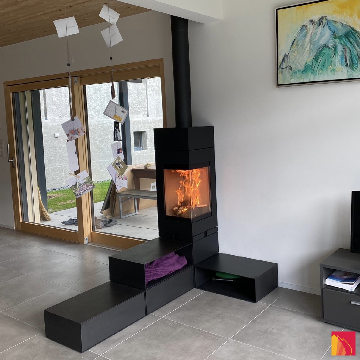 Poêle à bois Skantherm Elements 400 angle - Carron-Lugon