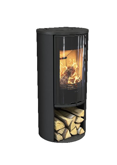 Contura 510 preta - Porta de vidro, tabuleiro em ferro fundido