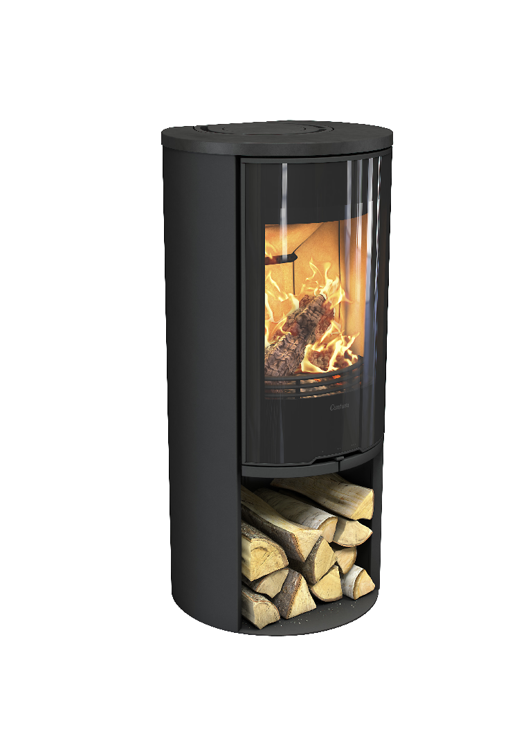 Contura 510 noir - Porte en verre, plateau en fonte