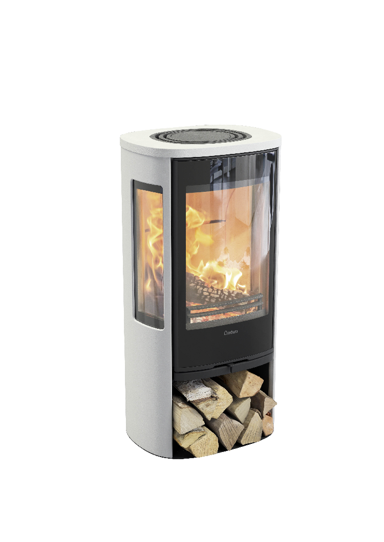 Contura 856 blanc - Porte vitrée, plateau en alu laqué