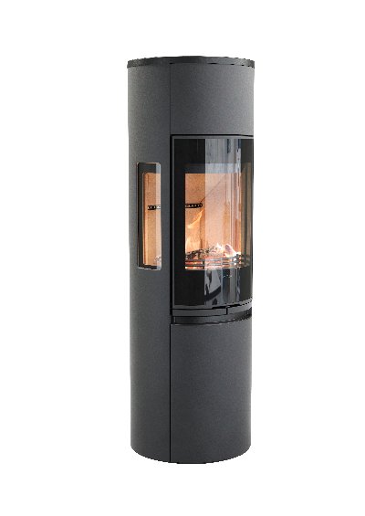 Contura 596 noir - Porte vitrée, Plateau en fonte