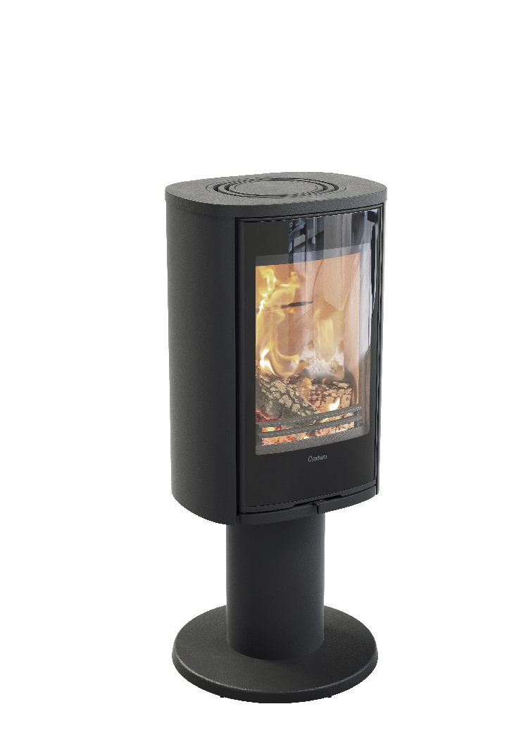 Contura 870 noir - Porte en verre, plateau supérieur en aluminium laqué