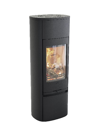 Contura 890 Black - Cast-iron door, lacquered aluminum top shelf