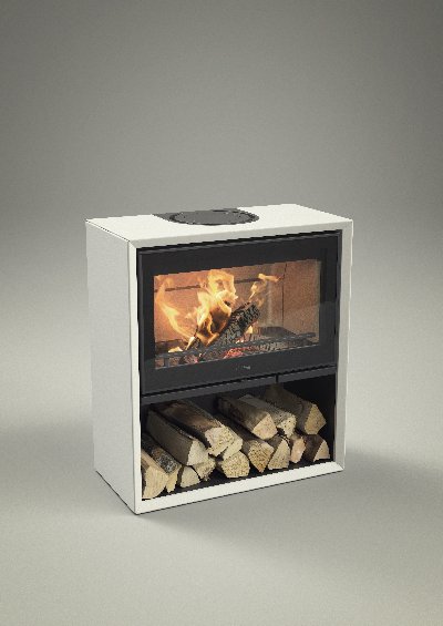 Contura 310 blanc avec porte en verre