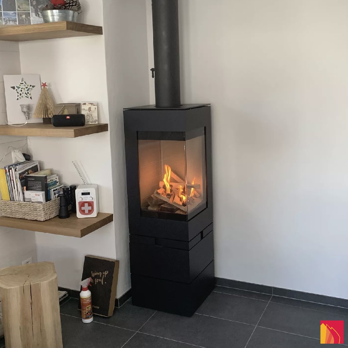 Poêle à bois Skantherm Elements 400 angle - Carron-Lugon