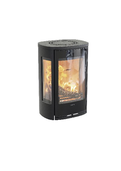 Contura 856w noir - Porte vitrée, plateau en alu laqué