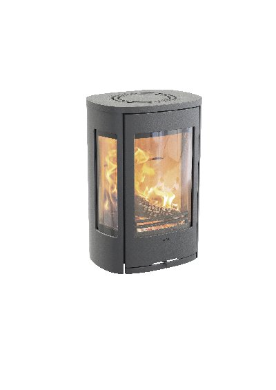 Contura 856w gris - Porte en fonte, plateau en alu laqué